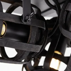 Style Boho-Chic-Luminaires Brilliant Plafonnier Brilliant Woodrow Noir, 3 lumières