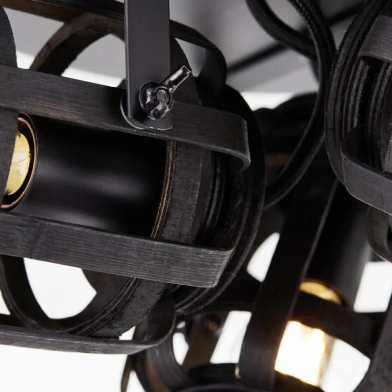 Style Boho-Chic-Luminaires Brilliant Plafonnier Brilliant Woodrow Noir, 3 lumières