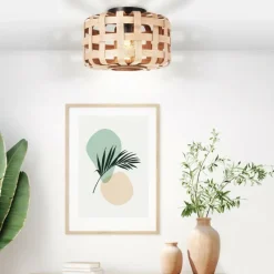 Luminaires Rustiques-Luminaires Brilliant Plafonnier Brilliant Woodline Noir, 1 lumière