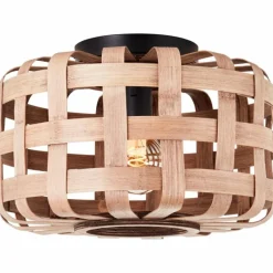 Luminaires Rustiques-Luminaires Brilliant Plafonnier Brilliant Woodline Noir, 1 lumière