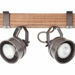 Lampes Vintages & Rétros-Luminaires Brilliant Plafonnier Brilliant-Leuchten Unity Bois foncé, Noir, 2 lumières