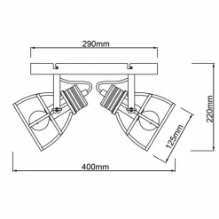 Lampes Vintages & Rétros-Luminaires Brilliant Plafonnier Brilliant-Leuchten Reece Noir, 2 lumières