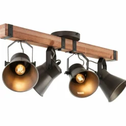 Lampes Industrielles-Luminaires Brilliant Plafonnier Brilliant-Leuchten Decca Bois foncé, Noir, 4 lumières