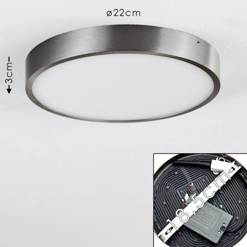 hofstein Plafonnier Broglen LED Nickel mat, 1 lumière* Éclairage Led