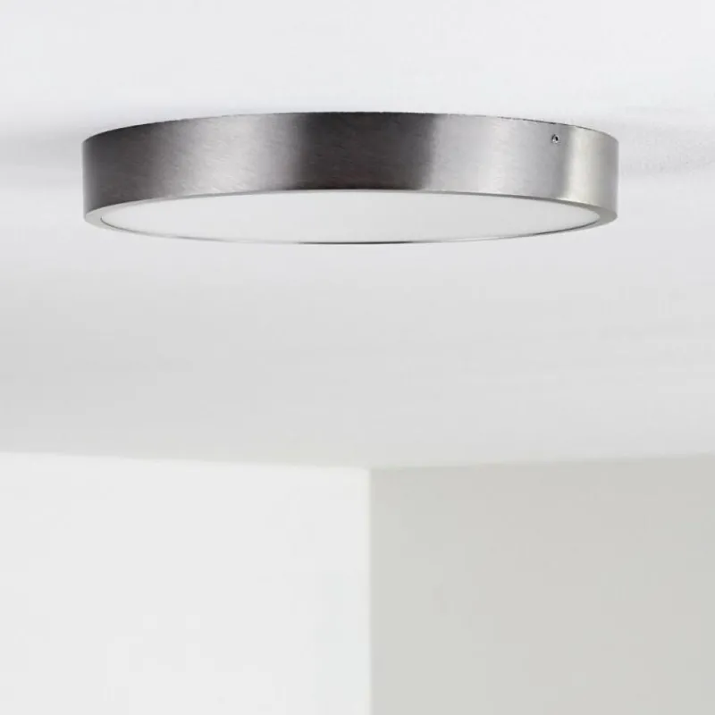 hofstein Plafonnier Broglen LED Nickel mat, 1 lumière* Éclairage Led