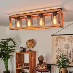 Suspension Verre Fumé-hofstein Plafonnier Brugg Brun, Noir, 4 lumières