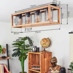 Suspension Verre Fumé-hofstein Plafonnier Brugg Brun, Noir, 4 lumières