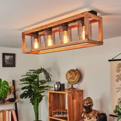 Suspension Verre Fumé-hofstein Plafonnier Brugg Brun, Noir, 4 lumières