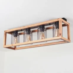 Suspension Verre Fumé-hofstein Plafonnier Brugg Brun, Noir, 4 lumières