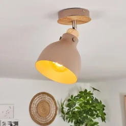 Luminaires Scandinaves-hofstein Plafonnier Brunnen Brun, Couleur bois, Taupe, 1 lumière