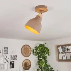 Luminaires Scandinaves-hofstein Plafonnier Brunnen Brun, Couleur bois, Taupe, 1 lumière