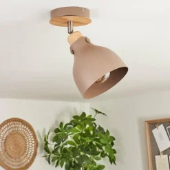 Luminaires Scandinaves-hofstein Plafonnier Brunnen Brun, Couleur bois, Taupe, 1 lumière