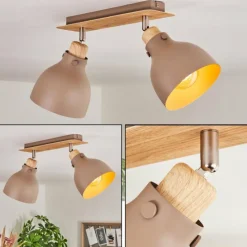 Luminaires Scandinaves-hofstein Plafonnier Brunnen Brun, Couleur bois, Taupe, 2 lumières