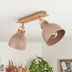 Luminaires Scandinaves-hofstein Plafonnier Brunnen Brun, Couleur bois, Taupe, 2 lumières