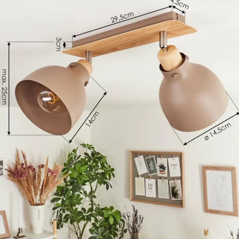 Luminaires Scandinaves-hofstein Plafonnier Brunnen Brun, Couleur bois, Taupe, 2 lumières