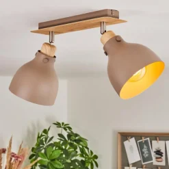 Luminaires Scandinaves-hofstein Plafonnier Brunnen Brun, Couleur bois, Taupe, 2 lumières