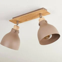 Luminaires Scandinaves-hofstein Plafonnier Brunnen Brun, Couleur bois, Taupe, 2 lumières