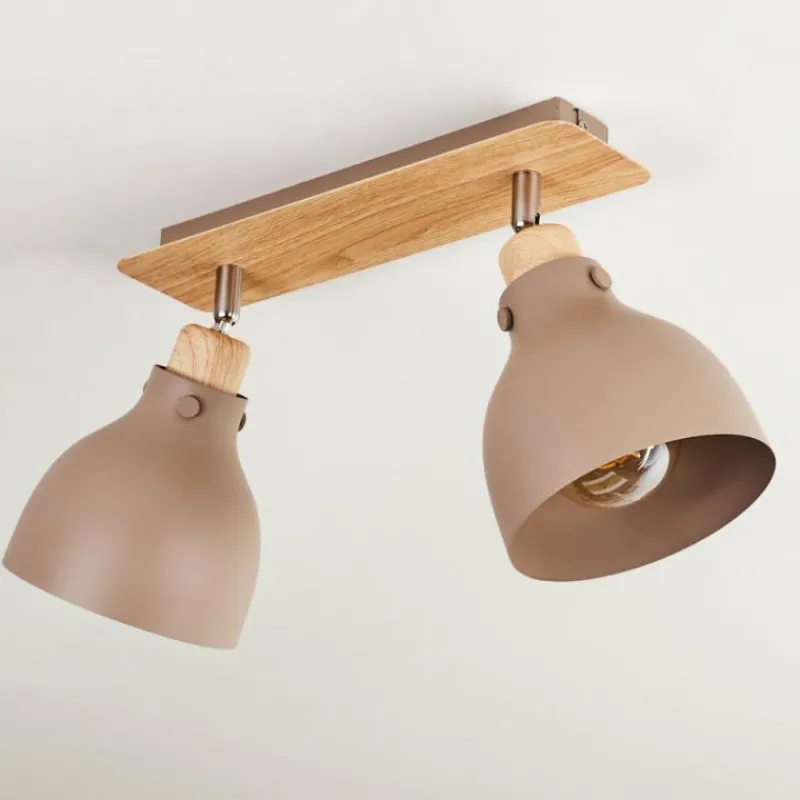 Luminaires Scandinaves-hofstein Plafonnier Brunnen Brun, Couleur bois, Taupe, 2 lumières