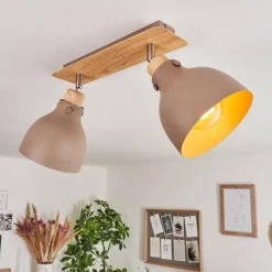 Luminaires Scandinaves-hofstein Plafonnier Brunnen Brun, Couleur bois, Taupe, 2 lumières