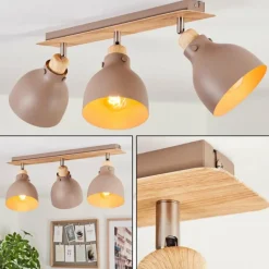 Luminaires Scandinaves-hofstein Plafonnier Brunnen Brun, Couleur bois, Taupe, 3 lumières