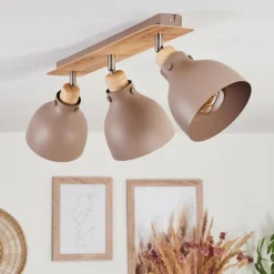 Luminaires Scandinaves-hofstein Plafonnier Brunnen Brun, Couleur bois, Taupe, 3 lumières
