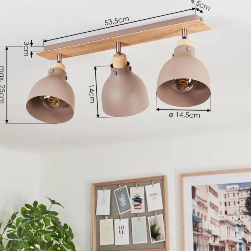 Luminaires Scandinaves-hofstein Plafonnier Brunnen Brun, Couleur bois, Taupe, 3 lumières