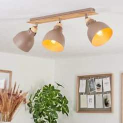 Luminaires Scandinaves-hofstein Plafonnier Brunnen Brun, Couleur bois, Taupe, 3 lumières
