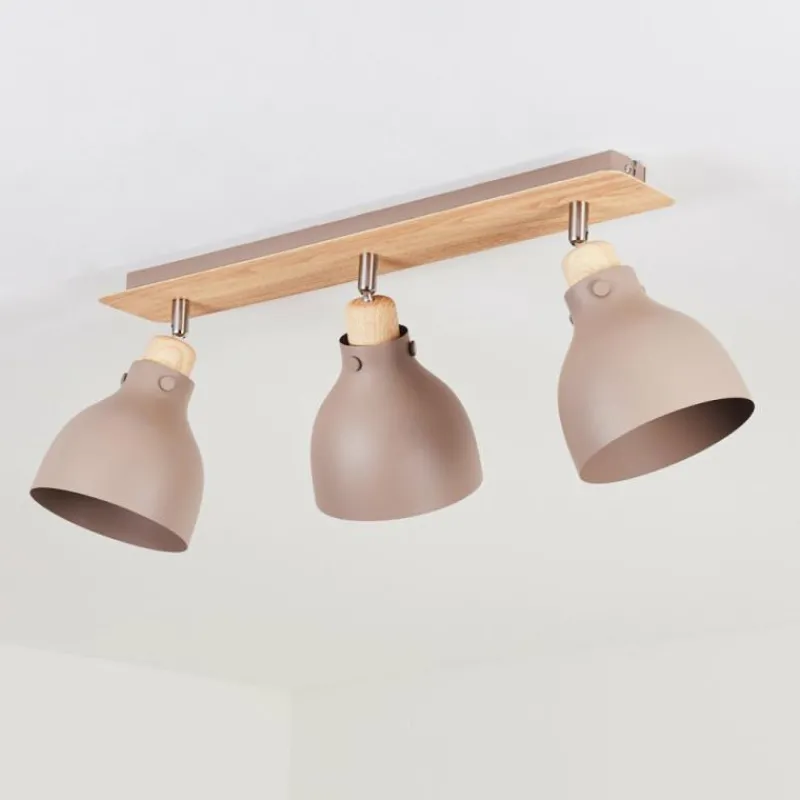 Luminaires Scandinaves-hofstein Plafonnier Brunnen Brun, Couleur bois, Taupe, 3 lumières