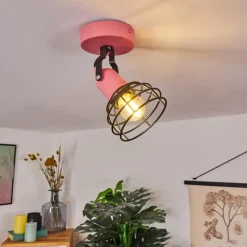 Lampes Vintages & Rétros-hofstein Plafonnier Builako Rose, Noir, 1 lumière