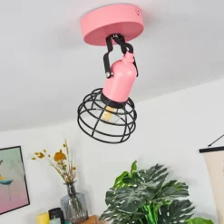 Lampes Vintages & Rétros-hofstein Plafonnier Builako Rose, Noir, 1 lumière