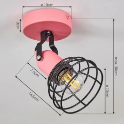 Lampes Vintages & Rétros-hofstein Plafonnier Builako Rose, Noir, 1 lumière