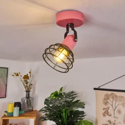 Lampes Vintages & Rétros-hofstein Plafonnier Builako Rose, Noir, 1 lumière