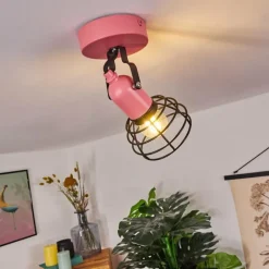 Lampes Vintages & Rétros-hofstein Plafonnier Builako Rose, Noir, 1 lumière