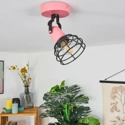 Lampes Vintages & Rétros-hofstein Plafonnier Builako Rose, Noir, 1 lumière