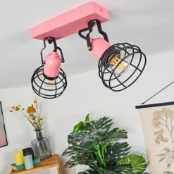 Lampes Vintages & Rétros-hofstein Plafonnier Builako Rose, Noir, 2 lumières