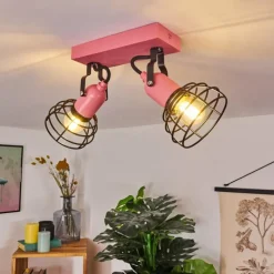 Lampes Vintages & Rétros-hofstein Plafonnier Builako Rose, Noir, 2 lumières