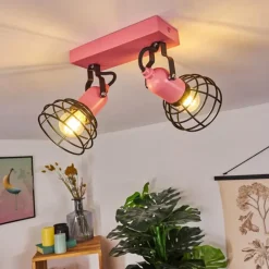 Lampes Vintages & Rétros-hofstein Plafonnier Builako Rose, Noir, 2 lumières