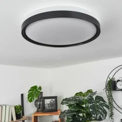 hofstein Plafonnier Buris LED Noir, Blanc, 1 lumière, Télécommandes