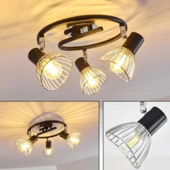 Luminaires Rustiques-hofstein Plafonnier Burkal Chrome, Noir, 3 lumières