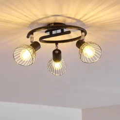 Luminaires Rustiques-hofstein Plafonnier Burkal Chrome, Noir, 3 lumières