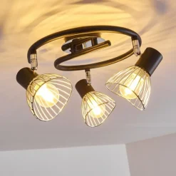 Luminaires Rustiques-hofstein Plafonnier Burkal Chrome, Noir, 3 lumières