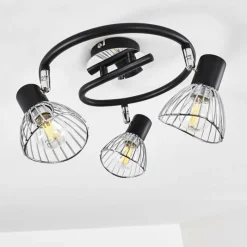 Luminaires Rustiques-hofstein Plafonnier Burkal Chrome, Noir, 3 lumières