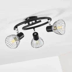 Luminaires Rustiques-hofstein Plafonnier Burkal Chrome, Noir, 3 lumières