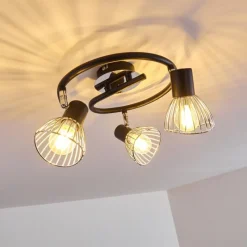 Luminaires Rustiques-hofstein Plafonnier Burkal Chrome, Noir, 3 lumières