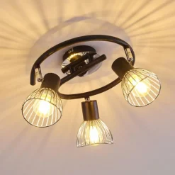 Luminaires Rustiques-hofstein Plafonnier Burkal Chrome, Noir, 3 lumières