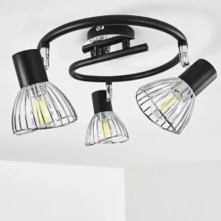 Luminaires Rustiques-hofstein Plafonnier Burkal Chrome, Noir, 3 lumières