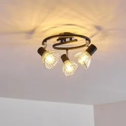 Luminaires Rustiques-hofstein Plafonnier Burkal Chrome, Noir, 3 lumières