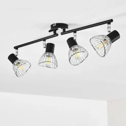 Luminaires Rustiques-hofstein Plafonnier Burkal Chrome, Noir, 4 lumières