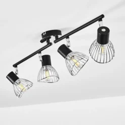 Luminaires Rustiques-hofstein Plafonnier Burkal Chrome, Noir, 4 lumières