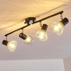 Luminaires Rustiques-hofstein Plafonnier Burkal Chrome, Noir, 4 lumières